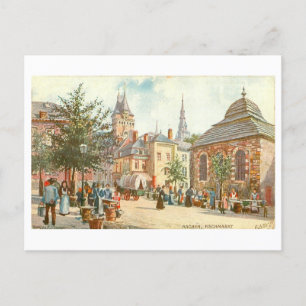 Vintage Aachen Tyskland Fischmarkt Vykort