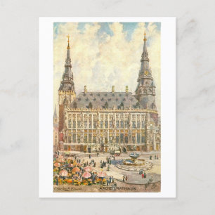 Vintage Aachen Tyskland Rathaus Vykort