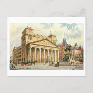 Vintage Aachen Tyskland teater Vykort