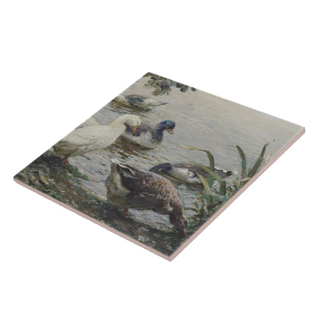 Vintage Abbott Fuller Graves Anka Pond Kakelplatta (Sidan)