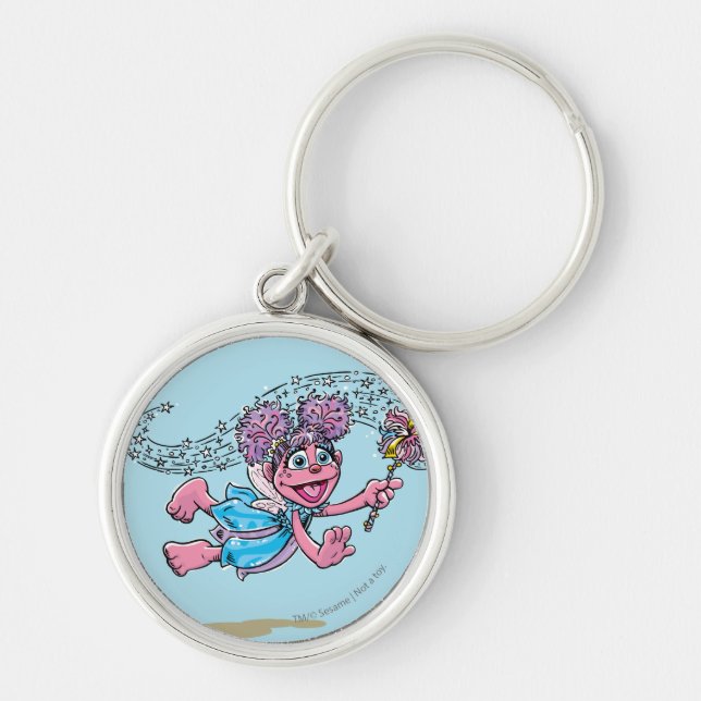 Vintage Abby Rund Silverfärgad Nyckelring (Framsidan)