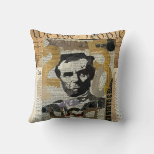 Vintage Abraham Lincoln Collage Kuddöverkast – Rus Kudde