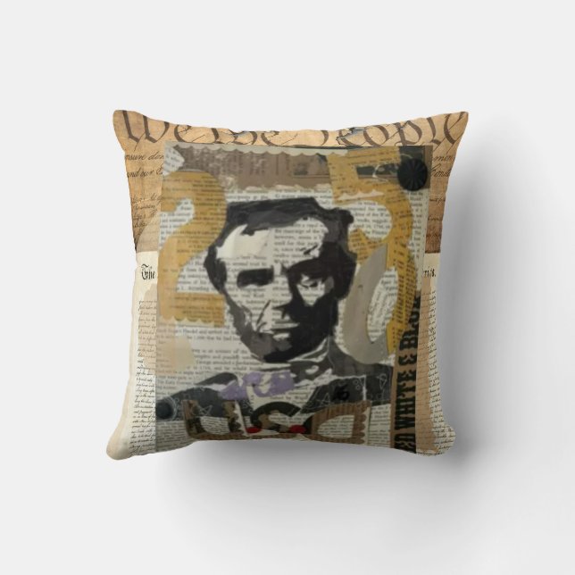 Vintage Abraham Lincoln Collage Kuddöverkast – Rus Kudde (Baksida)