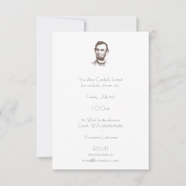 Vintage Abraham Lincoln Porträtt Inbjudningar (Framsida)