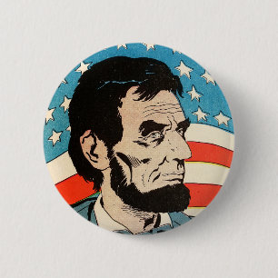 Vintage Abraham Lincoln USA Flag Illustration Knapp