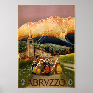 Vintage Abruzzerna Italien Travel Poster