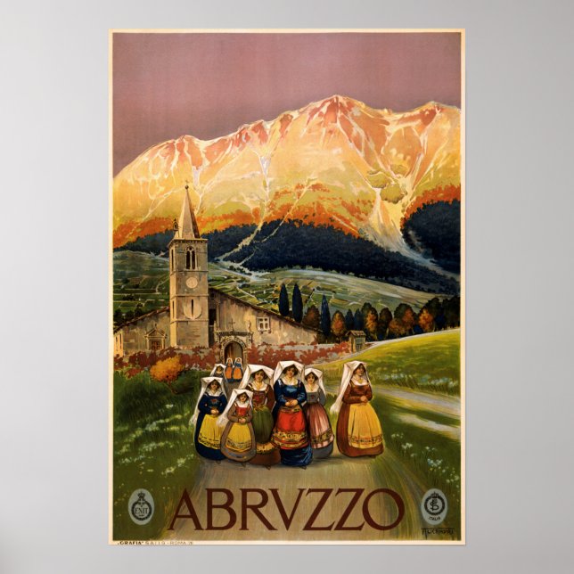 Vintage Abruzzo Italien Travel Poster (Framsidan)