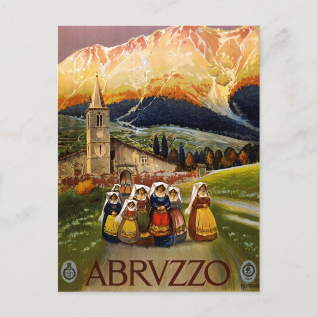 Vintage Abruzzo Italien Travel Vykort (Framsida)