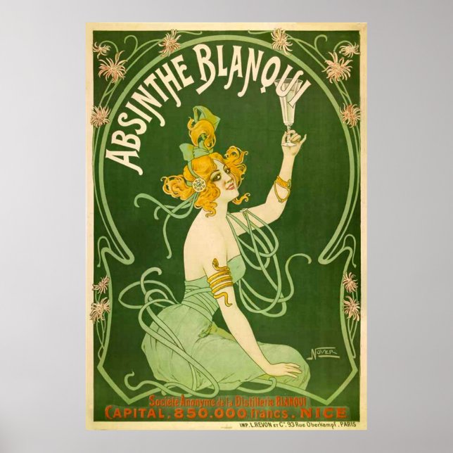 Vintage Absinthe Blanqui Advertisement Poster (Framsidan)