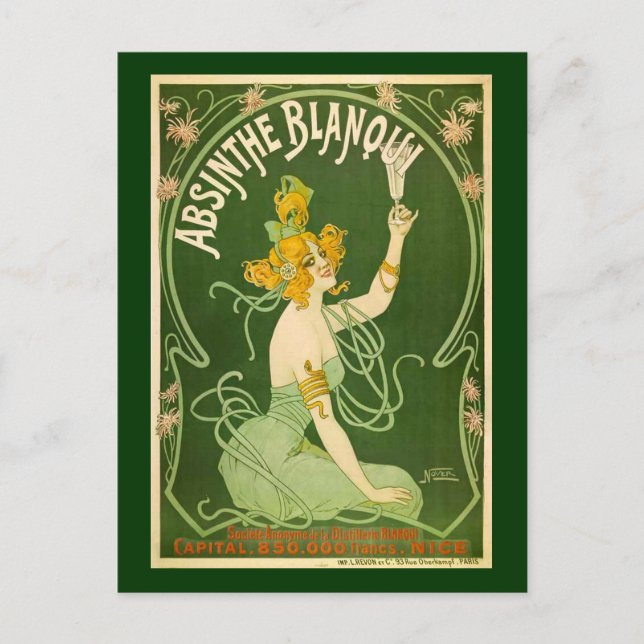 Vintage Absinthe Blanqui Advertisement Vykort (Framsida)