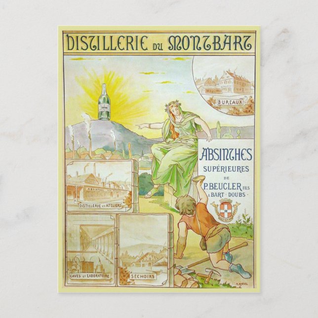 Vintage Absinthes Superieures Vykort (Framsida)