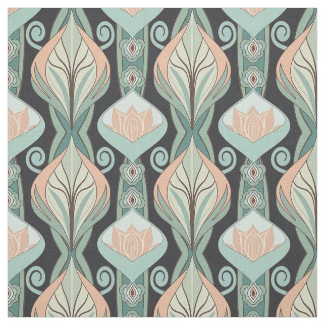 Vintage Abstract Botanical Art Nouveau Pattern Tyg (Provkarta)