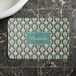 Vintage Abstract Botanical Monogram Floral Pattern Badrumsmatta