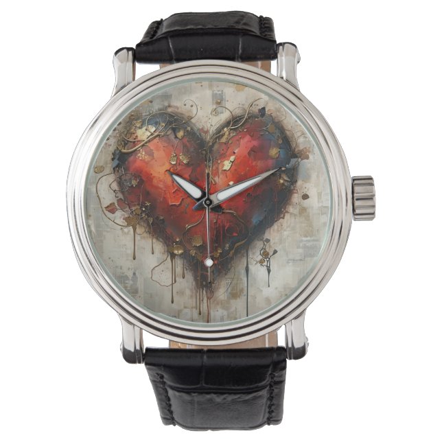 Vintage Abstract Hearts - eWatch Watch Armbandsur (Framsida)