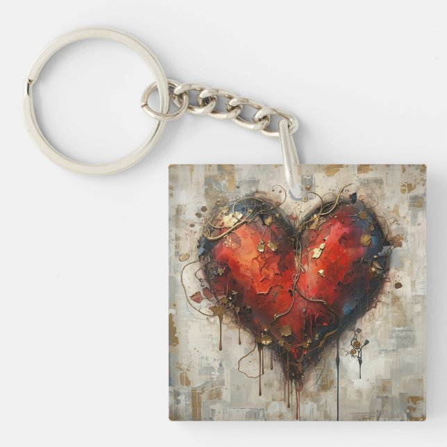 Vintage Abstract Hearts - Keychain (Framsidan)
