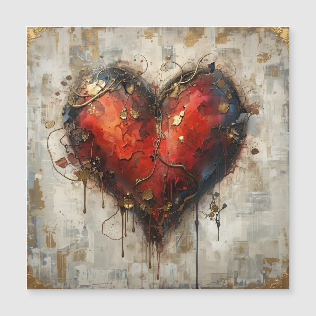 Vintage Abstract Hearts - Magnetic Card  (Framsida)