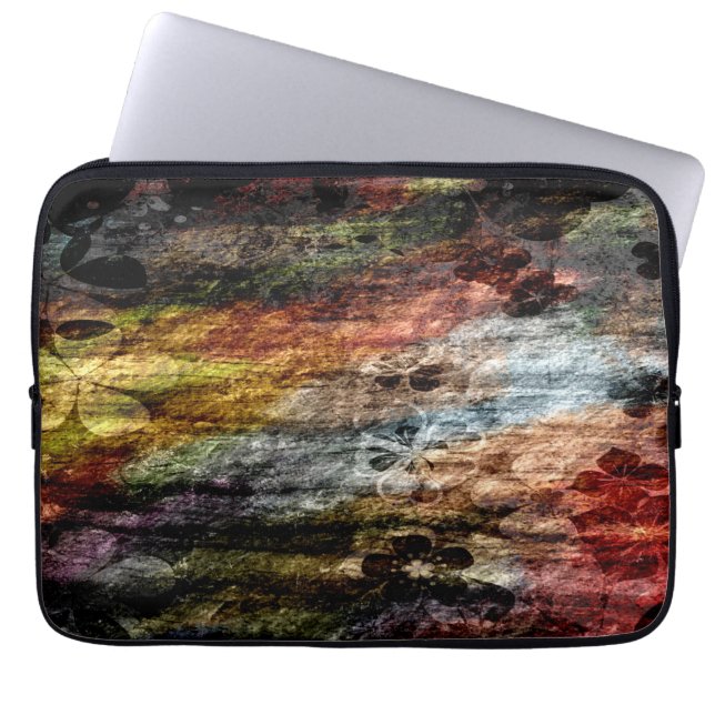 Vintage Abstrakt av blommor Laptop Sleeve (Framsidan)
