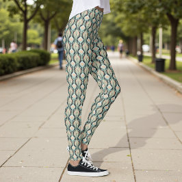 Vintage Abstrakt Botanisk Art Nouveau Mönster Leggings