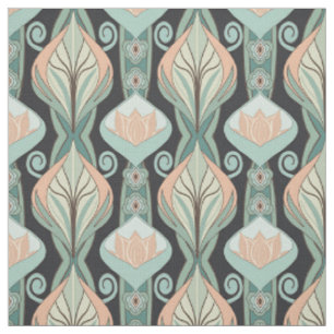 Vintage Abstrakt Botanisk Art Nouveau Mönster Tyg