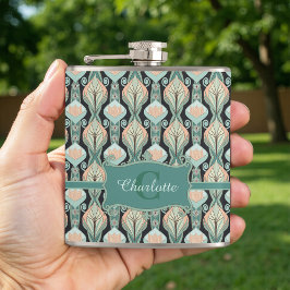 Vintage Abstrakt Botaniskt Monogramm Blommönster Fickplunta