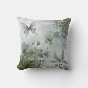 Vintage Abstrakt Fjärilar Blommor Design 401 Kudde