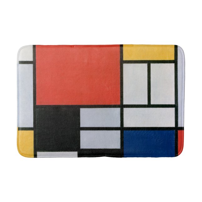 Vintage Abstrakt Komposition av Piet Mondrian Badrumsmatta (Framsidan)