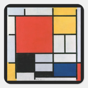 Vintage Abstrakt Komposition av Piet Mondrian Fyrkantigt Klistermärke