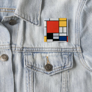 Vintage Abstrakt Komposition av Piet Mondrian Knapp
