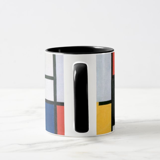 Vintage abstrakt komposition av Piet Mondrian Mugg (Handtag)