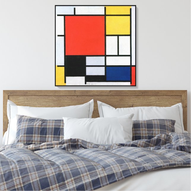 Vintage Abstrakt Sammansättning av Piet Mondrian Canvastryck (Insitu (sovrum))