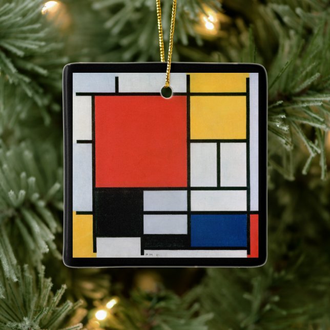 Vintage Abstrakt Sammansättning av Piet Mondrian Julgransprydnad Keramik (Träd)