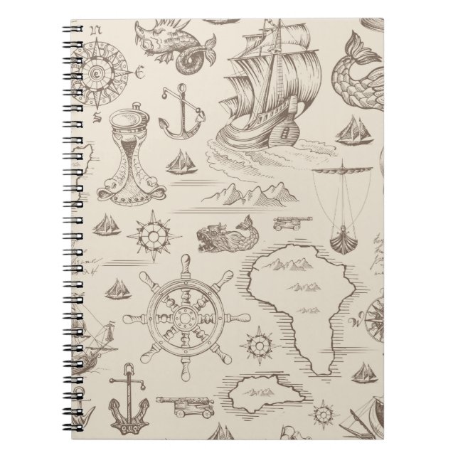 Vintage abstrakt sömlös mönster på temat anteckningsbok (Framsidan)