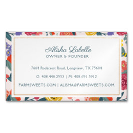 Vintage Abstrakt Wildblomma Foliage & Bees Mönster Magnetiska Visitkort