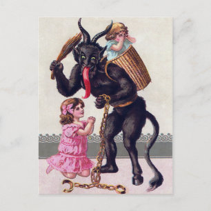 Vintage Abusive Krampus Vykort