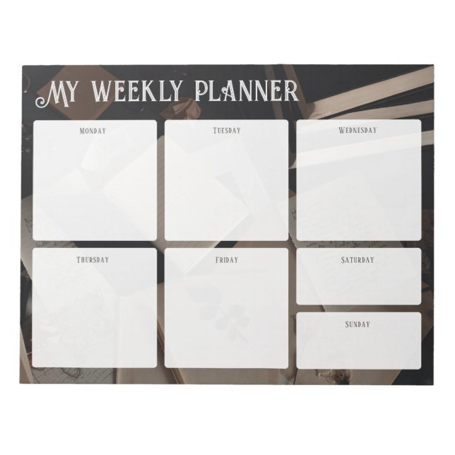 Vintage Academia Weekly Planner Anteckningsblock (Framsida)