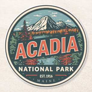 Vintage Acadia National park present naturgåvor Underlägg Papper Rund