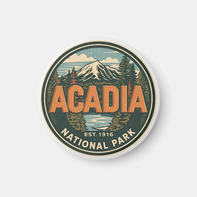 Vintage Acadia National park present utomhus natur Magnet (Framsidan)