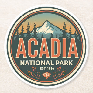 Vintage Acadia National park present utomhus natur Underlägg Papper Rund