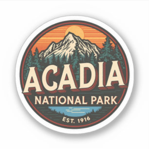 Vintage Acadia National park presentidéer från nat Klistermärken