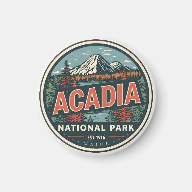 Vintage Acadia National park utomhuspresenter från Magnet (Framsidan)