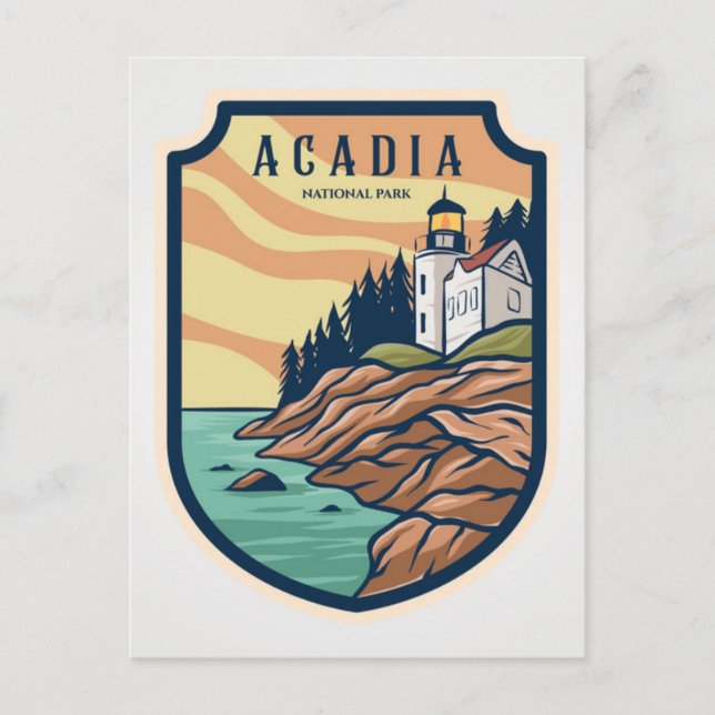 Vintage Acadia nationalpark Pub Harbour Lighthouse Vykort (Framsida)
