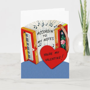 Vintage Accordion Valentine Day Card Helgkort