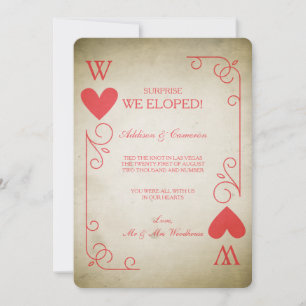 Vintage Ace of Hearts Elopement Notice Meddelande