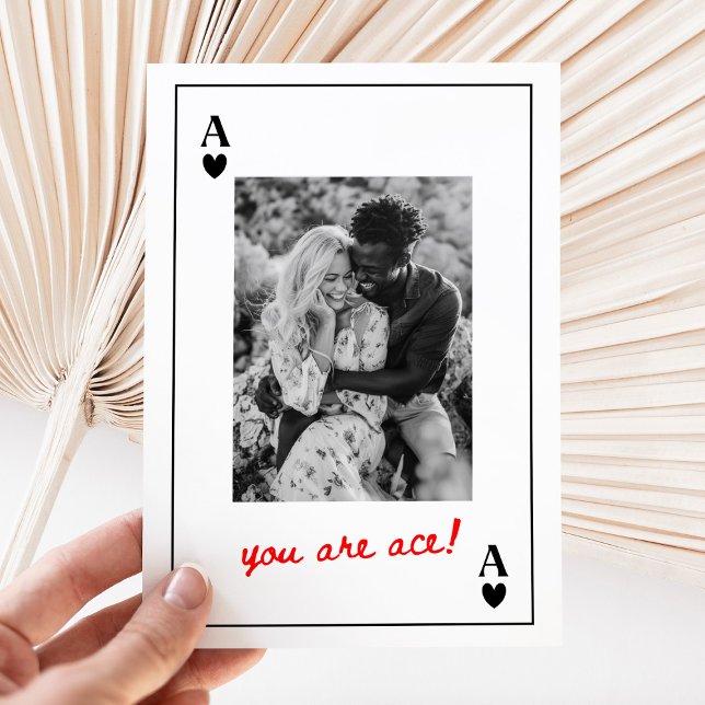 Vintage Ace of Hearts Photo Anniversary Kort (Skapare uppladdad)