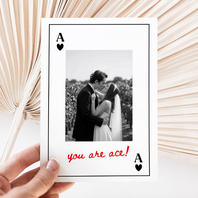 Vintage Ace of Hearts Photo Anniversary Kort (Skapare uppladdad)