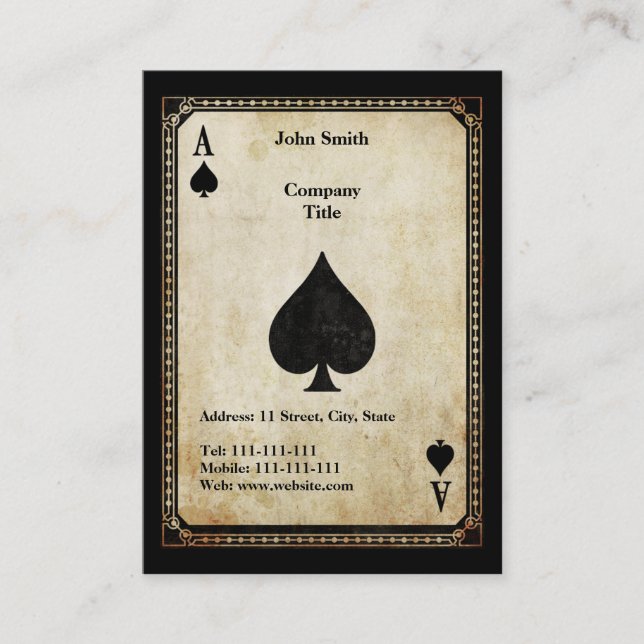 Vintage Ace of Spades Visitkort (Framsida)