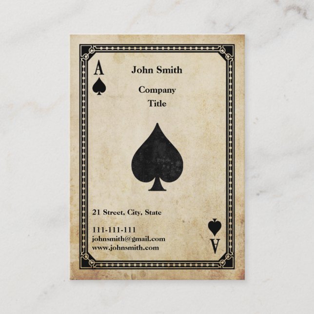 Vintage Ace of Spades Visitkort (Framsida)