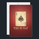 Vintage Ace Poker Födelsedagsfest eller turnering Inbjudningar<br><div class="desc">Poker Kasino-inspirerad födelsedag/Bachelor/ Pensioneringsfest? Pokerturnering? Denna inbjudan med ett konstnärligt spader ess spelkort mot en skimrande röd bakgrund är rätt för det tillfälle du befinner dig i! Vänligen anpassa den med din egen text eller klicka på "Anpassa den"-knappen för att gå till designverktyget där du kan lägga till text, ändra...</div>