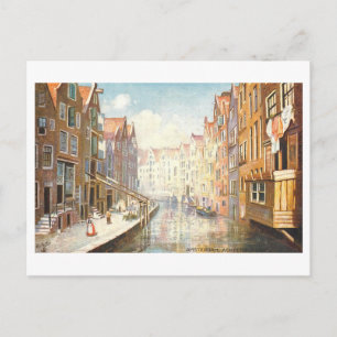 Vintage Achterburgwal i Amsterdam Vykort