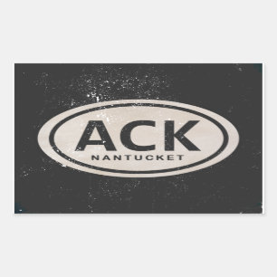 Vintage ACK Nantucket MORSA Beach Märkre Stickers Rektangulärt Klistermärke